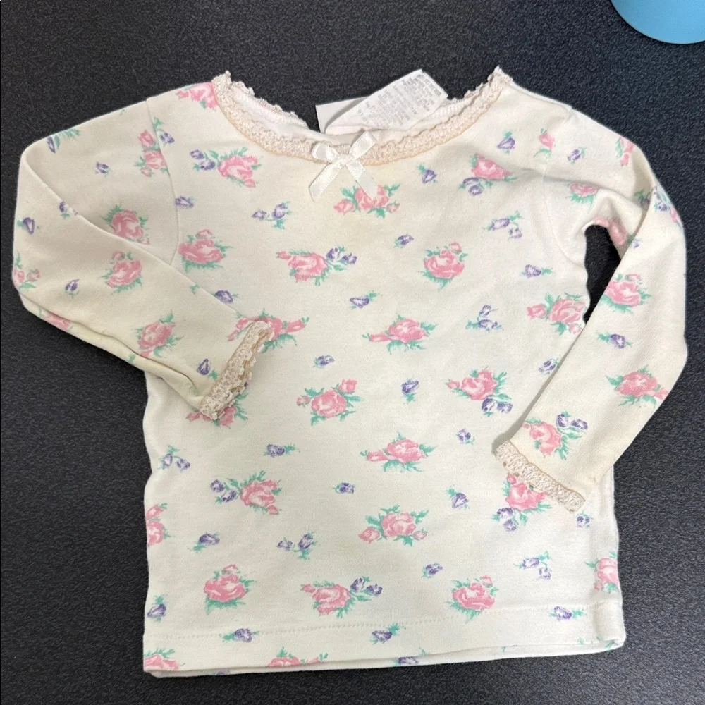 Carter's Cream Long-Sleeve Top with Pink Floral Print
